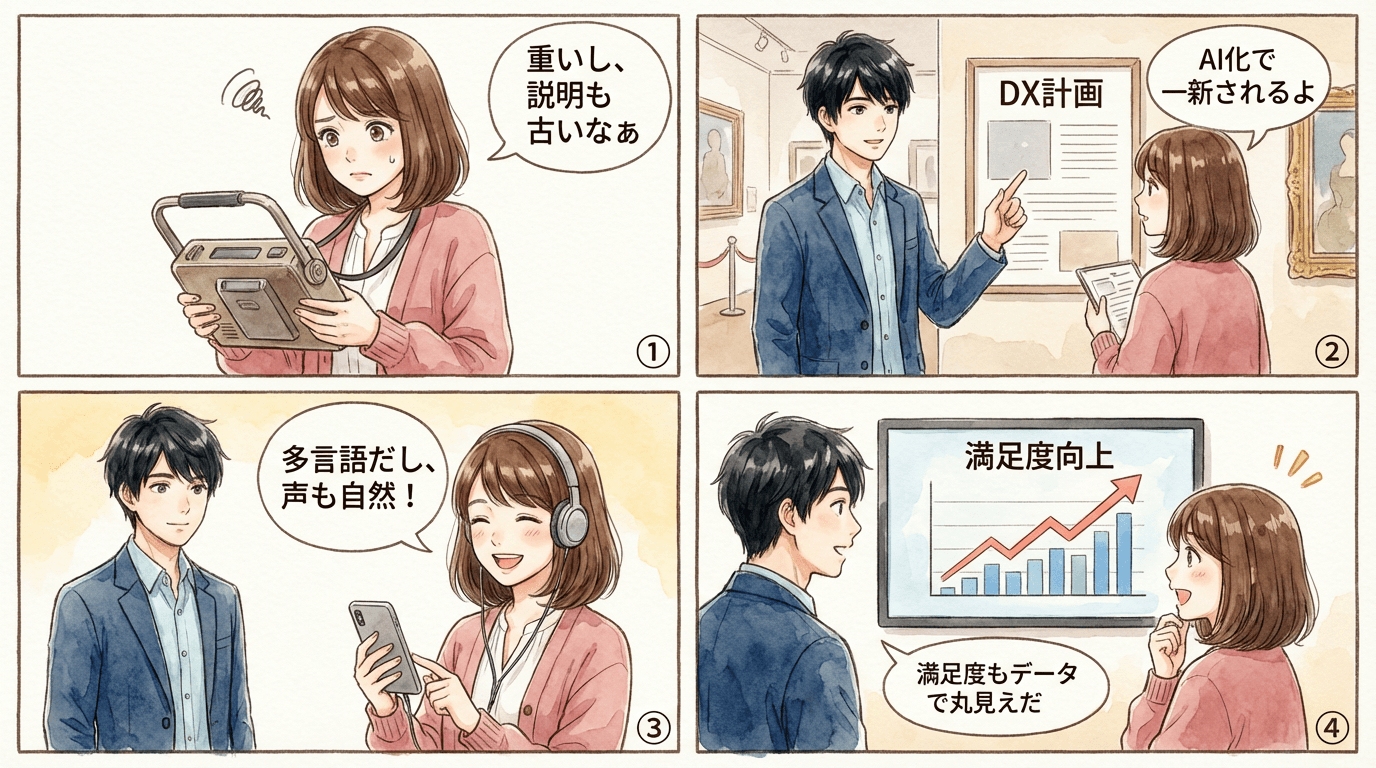 A博物館のDX推進プロジェクト事例を解説する漫画