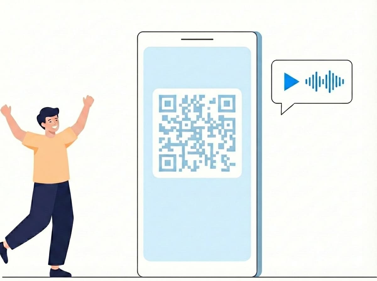 ステップ3: 来館者がQRコードをスマホで読み取って音声ガイドにアクセス