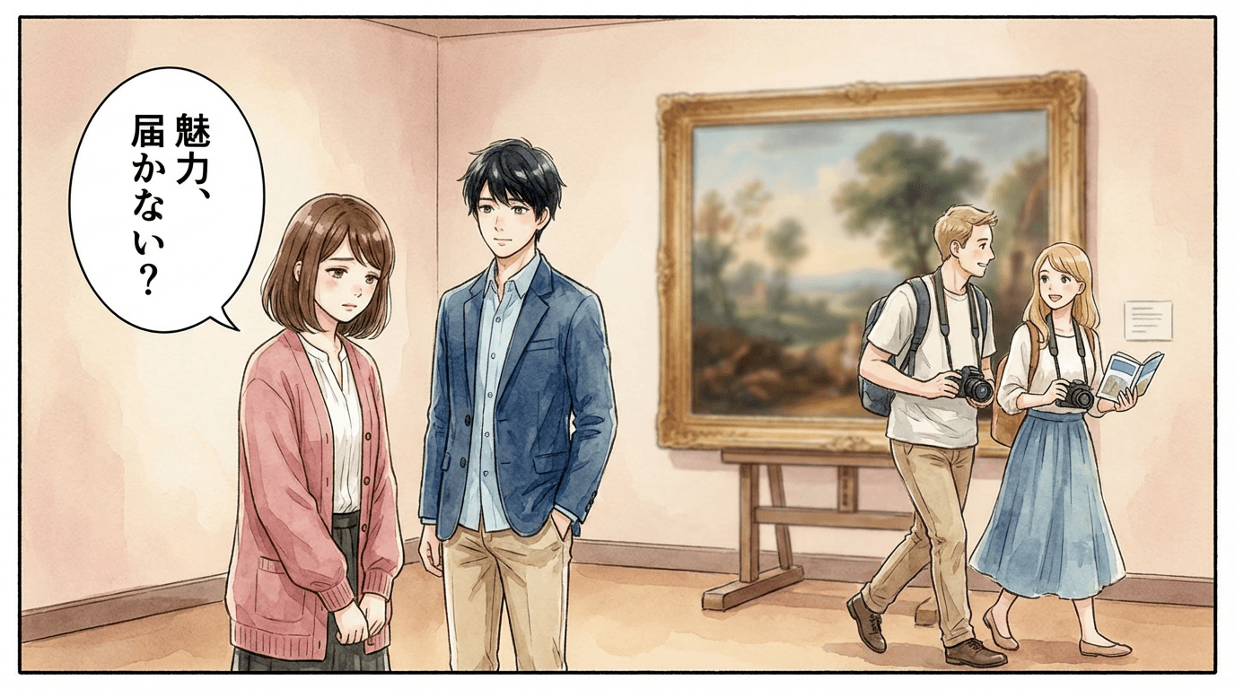 美術館の多言語対応完全ガイド|インバウンド3倍増を実現した5つの施策と翻訳のコツの導入4コマ漫画